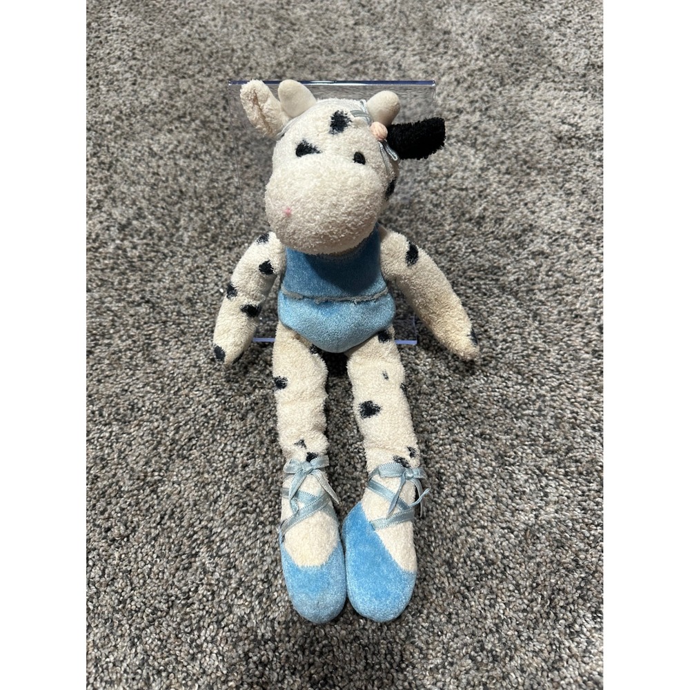 Vintage Ballerina Cow Plush Stuffed Animal Blue Leotard Spotted